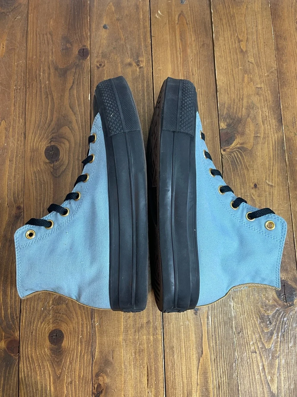 Converse high top platform sneakers women’s size 8.5 blue, gray and gold - Picture 8 of 12